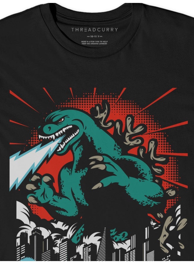 THREADCURRY THREADCURRY Lizard Monster Anime Manga Fun Comic Cotton Graphic Printed Tshirt for Boys  - Image 3