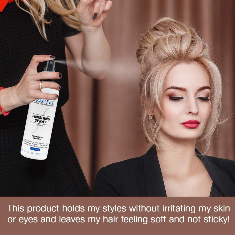 FRAGFRE Hair Finishing Spray 8 oz - Flexible Soft Hold - Hair Spray for Sensitive Skin - Fragrance Free Hypoallergenic Parabens Free - Non Irritating Quick Dry Denatured Alcohol - Gluten Free Vegan - Image 3