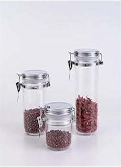 Generic Acrylic Airtight Jars, Acrylic Storage Jars, Mesh Bottles, Food Jars for Tea and Coffee, Cereal Storage Jars (Set of 3) 