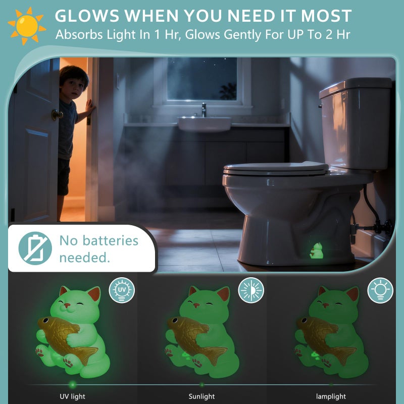 boeemi Cat Toilet Bolt Covers Decorative â€“ 2PCS Toilet Screw Caps Glow in the Dark for Most Floor Bolts, PLA Material, Fun Bathroom Decor Gift - Image 5