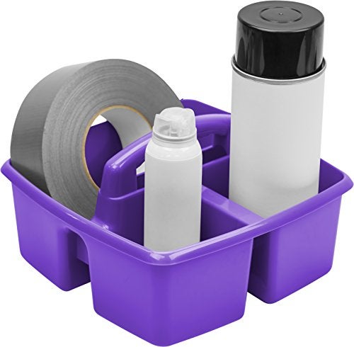 Storex ستوريكس حاملة صغيرة بثلاثة أقسام - منظم متعدد الاستخدامات للفصل الدراسي مع مقبض، بنفسجي، 5-pack (00944U06C) - Image 5