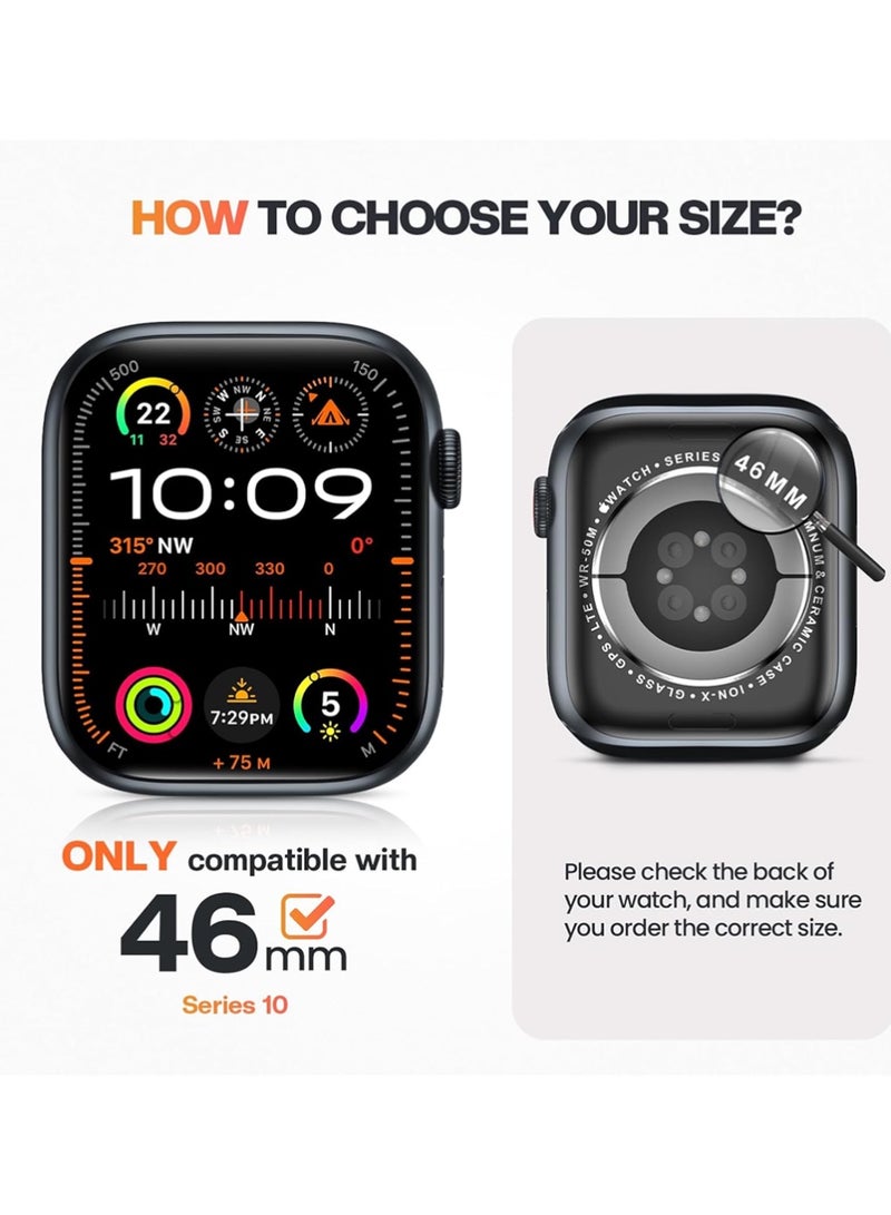 إكس ليفيل غطاء لساعة آبل السلسلة 11، السلسلة 10، مقاس 46 مم، مع واقي شاشة من فيلم مقسّى، واقي كامل من البولي كربونات، غطاء شاشة عالي الدقة حساس للمس (46 مم، أسود). - Image 2