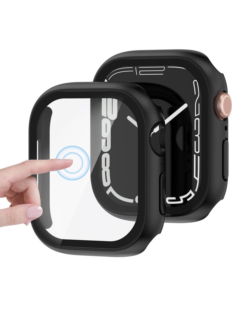 إكس ليفيل غطاء لساعة آبل السلسلة 11، السلسلة 10، مقاس 46 مم، مع واقي شاشة من فيلم مقسّى، واقي كامل من البولي كربونات، غطاء شاشة عالي الدقة حساس للمس (46 مم، أسود). - Image 1