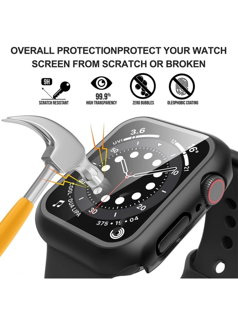 إكس ليفيل غطاء لساعة آبل السلسلة 11، السلسلة 10، مقاس 46 مم، مع واقي شاشة من فيلم مقسّى، واقي كامل من البولي كربونات، غطاء شاشة عالي الدقة حساس للمس (46 مم، أسود). - Image 3