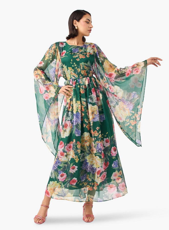 2Xtremz Floral Print Dress with Volume Sleeves - Image 1