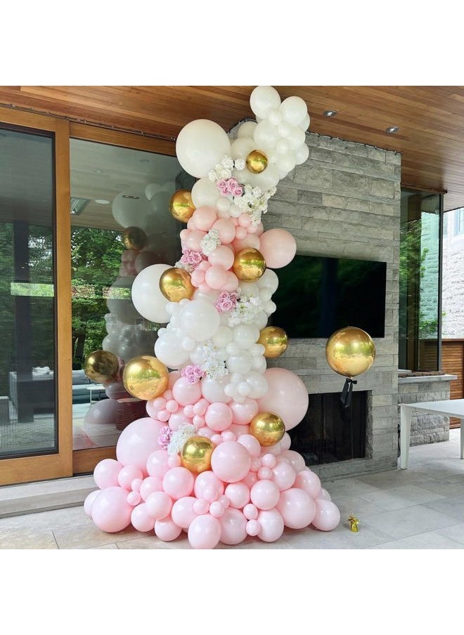 Lather & Wood Shaving Co - Balloons Pink White and Gold, 60 pcs 12 Inch Pastel Pink White Balloons with Metallic Chrome Gold Confetti Latex Balloons, Pink Gold Party Balloon for Girls Bithday Baby Shower Wedding Decorations - Image 1