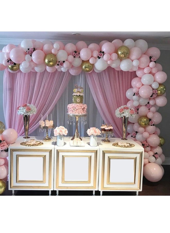 Lather & Wood Shaving Co - Balloons Pink White and Gold, 60 pcs 12 Inch Pastel Pink White Balloons with Metallic Chrome Gold Confetti Latex Balloons, Pink Gold Party Balloon for Girls Bithday Baby Shower Wedding Decorations - Image 1