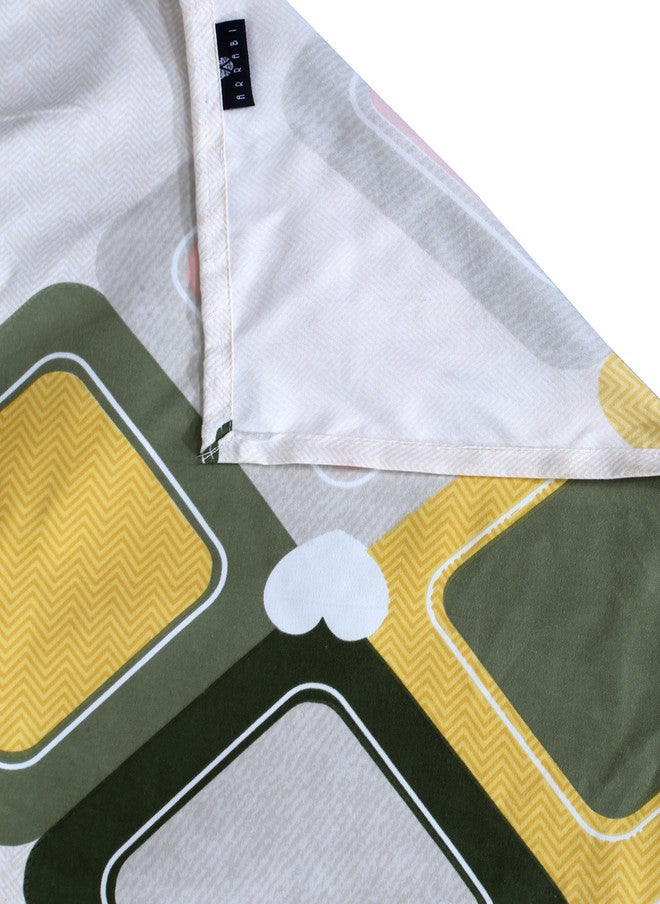 Arrabi White Geometric Cotton 300 TC King Fine Bedsheet with 2 Pillow Covers - Image 4