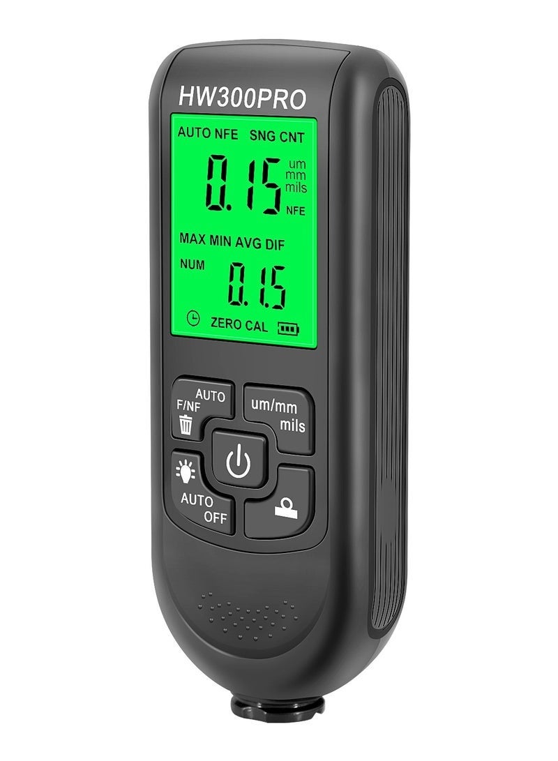 مقياس سماكة طلاء السيارات الأوتوماتيكي HW-300PRO، لقياس سماكة الطلاء Fe & NFe من 0 إلى 2000 ميكرون، أدوات طلاء السيارات اليدوية. - Image 2