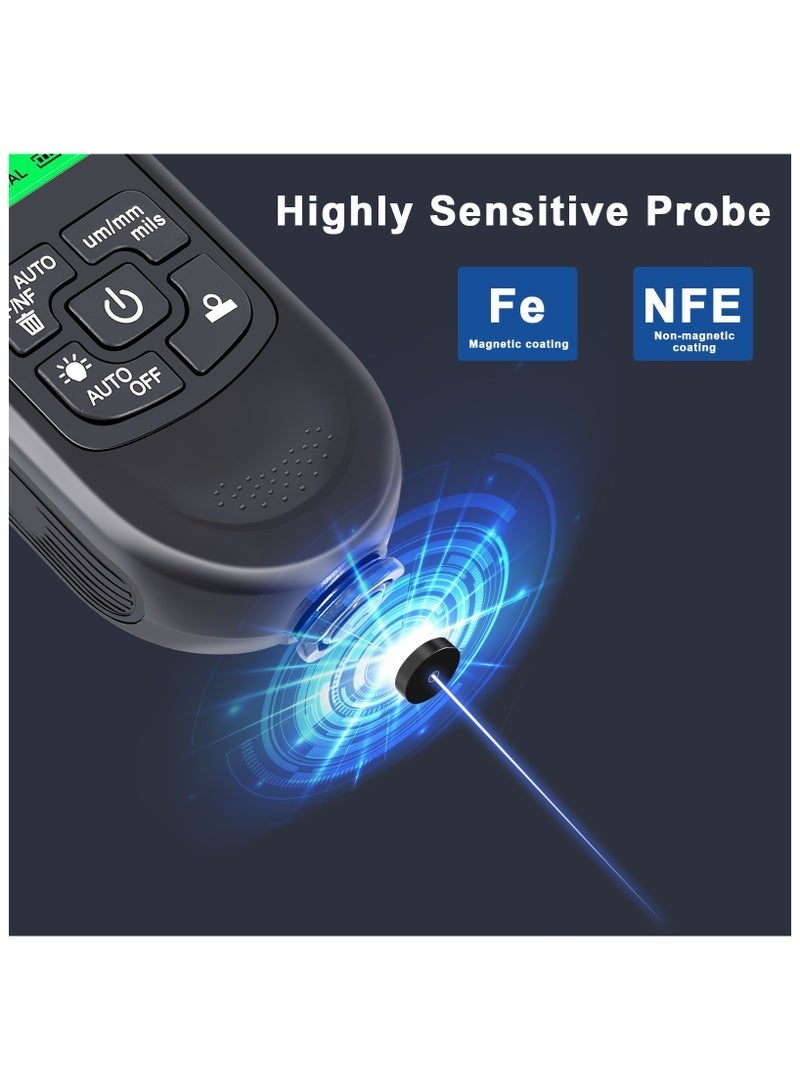 مقياس سماكة طلاء السيارات الأوتوماتيكي HW-300PRO، لقياس سماكة الطلاء Fe & NFe من 0 إلى 2000 ميكرون، أدوات طلاء السيارات اليدوية. - Image 3