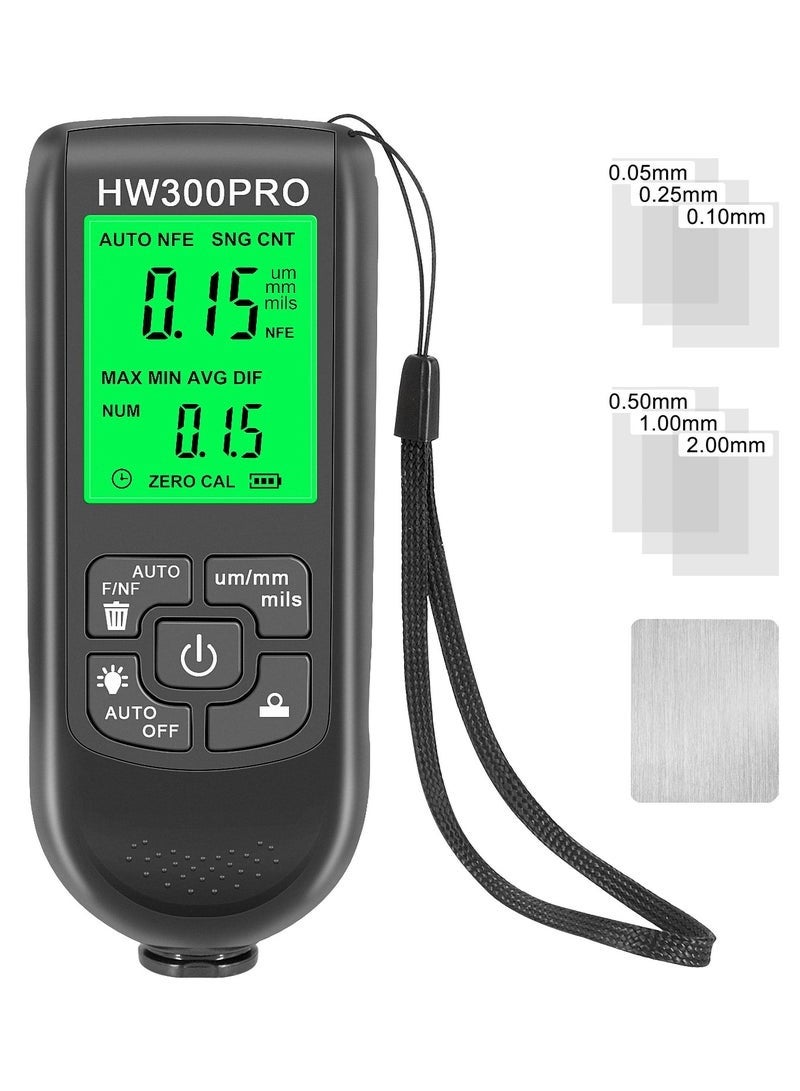مقياس سماكة طلاء السيارات الأوتوماتيكي HW-300PRO، لقياس سماكة الطلاء Fe & NFe من 0 إلى 2000 ميكرون، أدوات طلاء السيارات اليدوية. - Image 1