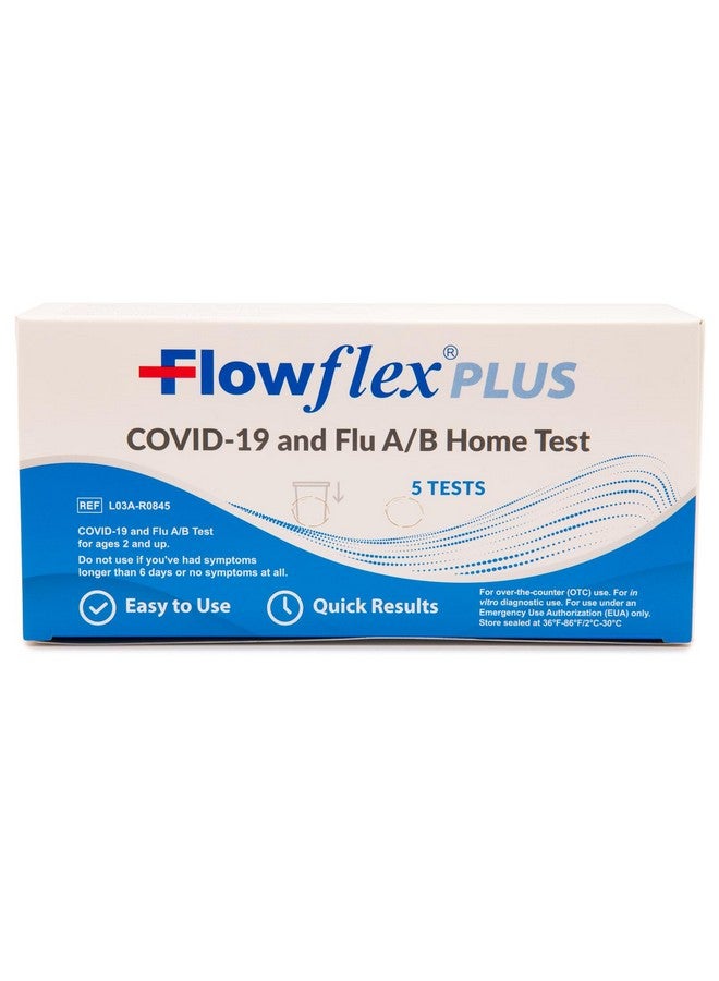 Flowflex® Plus COVID-19 and Flu A/B Home Test - (1 Package, 5 tests) Flu A&B 3-in-1 Antigen Rapid Test, Results in 15 Minutes, FDA Authorized. Non-invasive Nasal Swab, Easy to Use with No Discomfort - Image 1