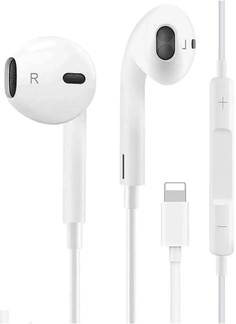 Generic - In-Ear Earbuds Compatible with iPhone, Lightning Connector, White, Wired Earphones with Volume Control and Microphone for iPhone 7, 7 Plus, 8, 8 Plus, 13, 12, 11 Pro Max, X, XS, XR - Image 1