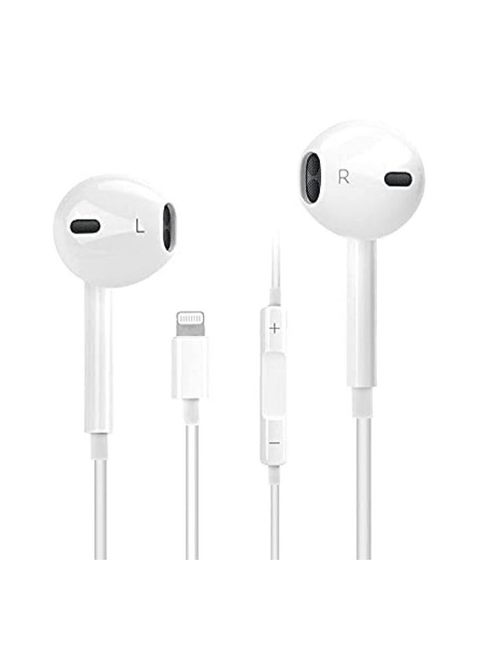 Generic - In-Ear Earbuds Compatible with iPhone, Lightning Connector, White, Wired Earphones with Volume Control and Microphone for iPhone 7, 7 Plus, 8, 8 Plus, 13, 12, 11 Pro Max, X, XS, XR - Image 1