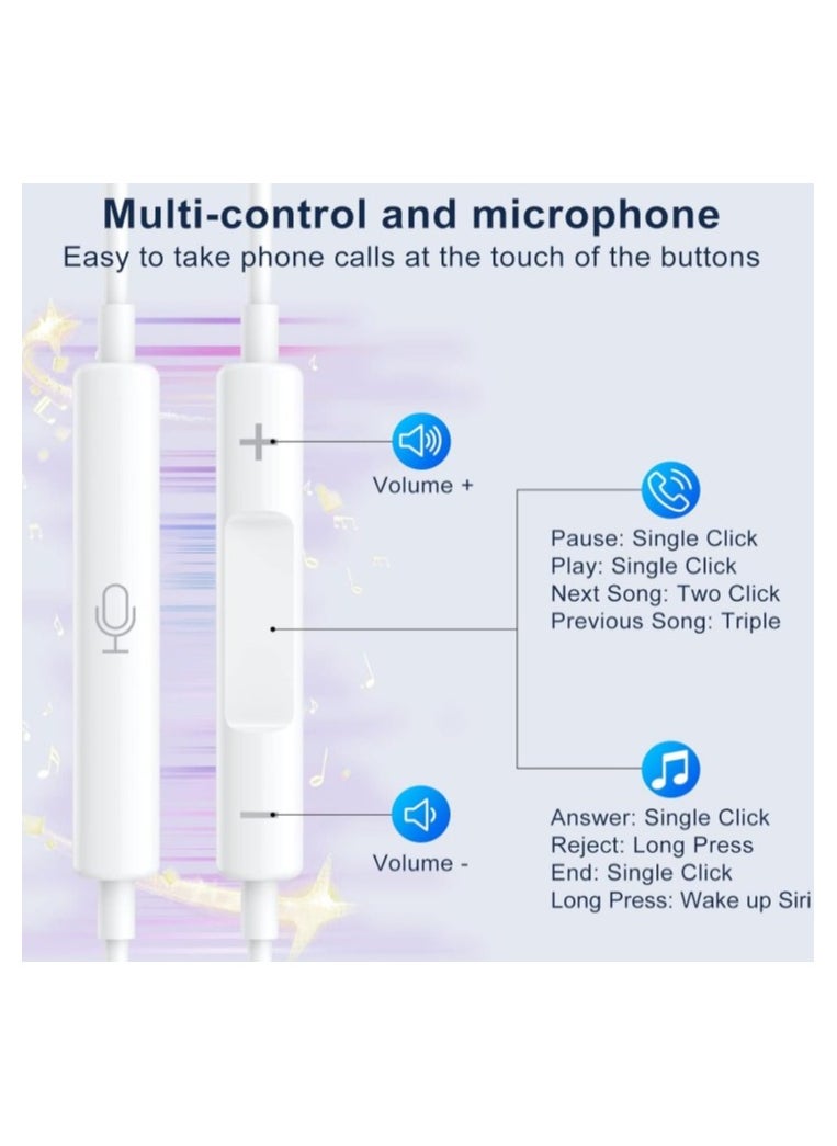 Generic - In-Ear Earbuds Compatible with iPhone, Lightning Connector, White, Wired Earphones with Volume Control and Microphone for iPhone 7, 7 Plus, 8, 8 Plus, 13, 12, 11 Pro Max, X, XS, XR - Image 1