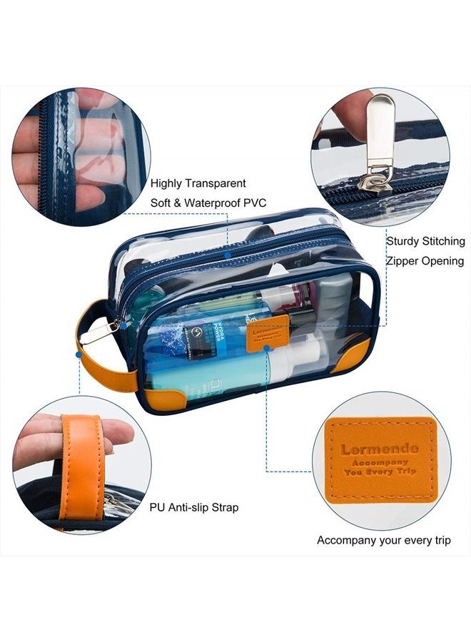 Lermende Toiletry Bag for Men and Women, Mens Toiletry Bag for Traveling.Clear Shaving Dopp Kit for Men Travel Toiletry Bag Unisex Bathroom Travel Bag for Toiletries(Blue) - Image 3