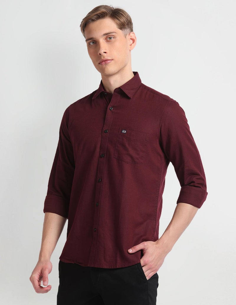 Arrow Solid Slim Fit Mens Casual Shirts - 100% Cotton, Breathable & Comfortable, Full Sleeves Shirts for Men - 39, Brown - Image 5