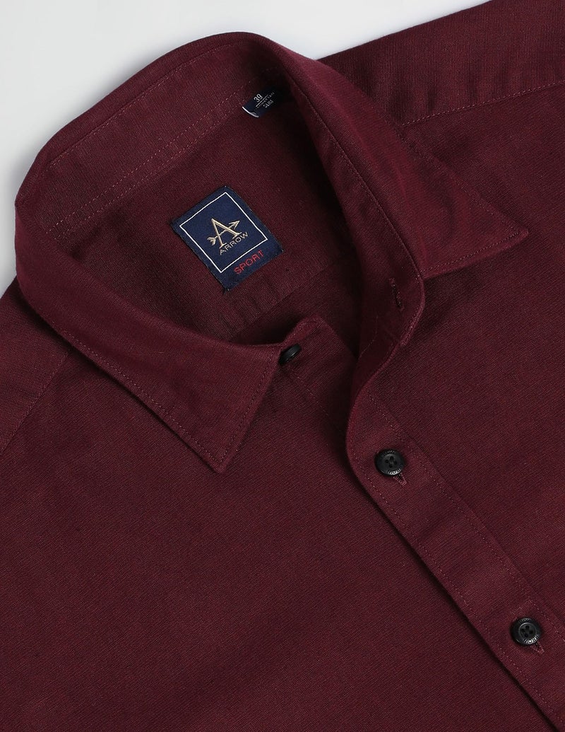 Arrow Solid Slim Fit Mens Casual Shirts - 100% Cotton, Breathable & Comfortable, Full Sleeves Shirts for Men - 39, Brown - Image 3