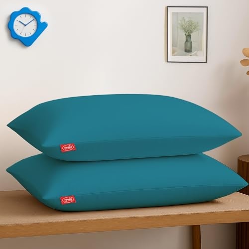 Zinnia Comfort Soft Microfiber Bed Pillows for Sleeping | Deep Blue, Regular Size 16 x 24 Inches | Soft & Comfortable Set of Pillow for Home & Daily Use | Pack of 2 - Image 1