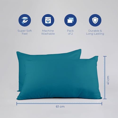 Zinnia Comfort Soft Microfiber Bed Pillows for Sleeping | Deep Blue, Regular Size 16 x 24 Inches | Soft & Comfortable Set of Pillow for Home & Daily Use | Pack of 2 - Image 2