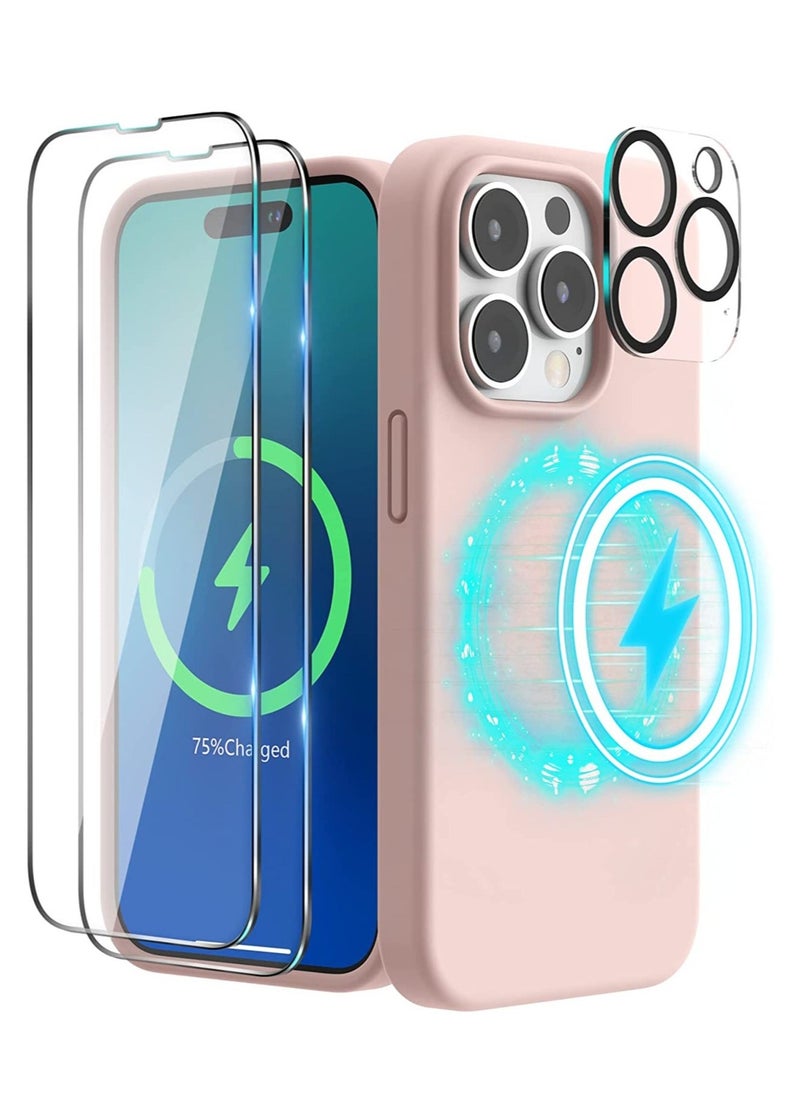 Raxoom Magnetic Case Designed for iPhone 14 Pro Max Case 6.7 inch (2022), Compatible with MagSafe, Liquid Silicone Phone Case for iPhone 14 Pro Max, Chakl Pink - Image 1