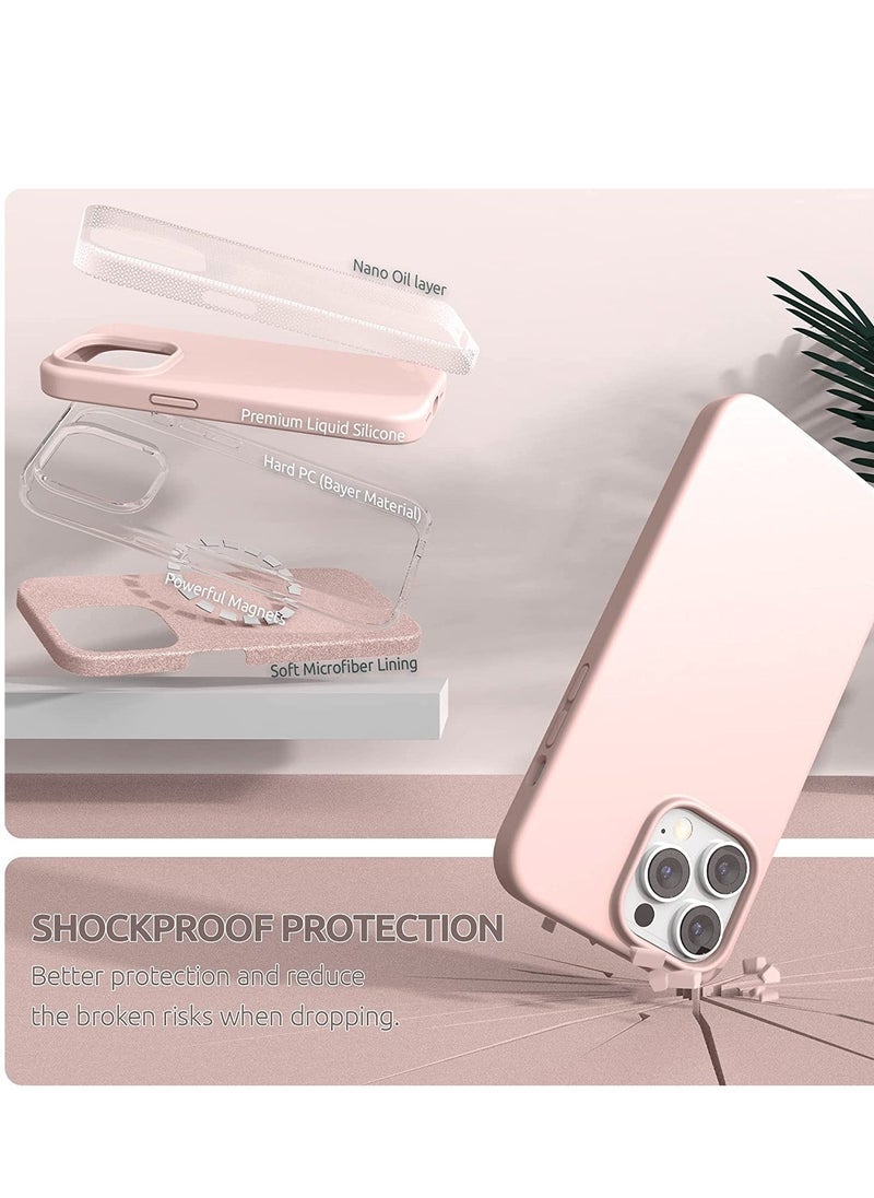 Raxoom Magnetic Case Designed for iPhone 14 Pro Max Case 6.7 inch (2022), Compatible with MagSafe, Liquid Silicone Phone Case for iPhone 14 Pro Max, Chakl Pink - Image 4