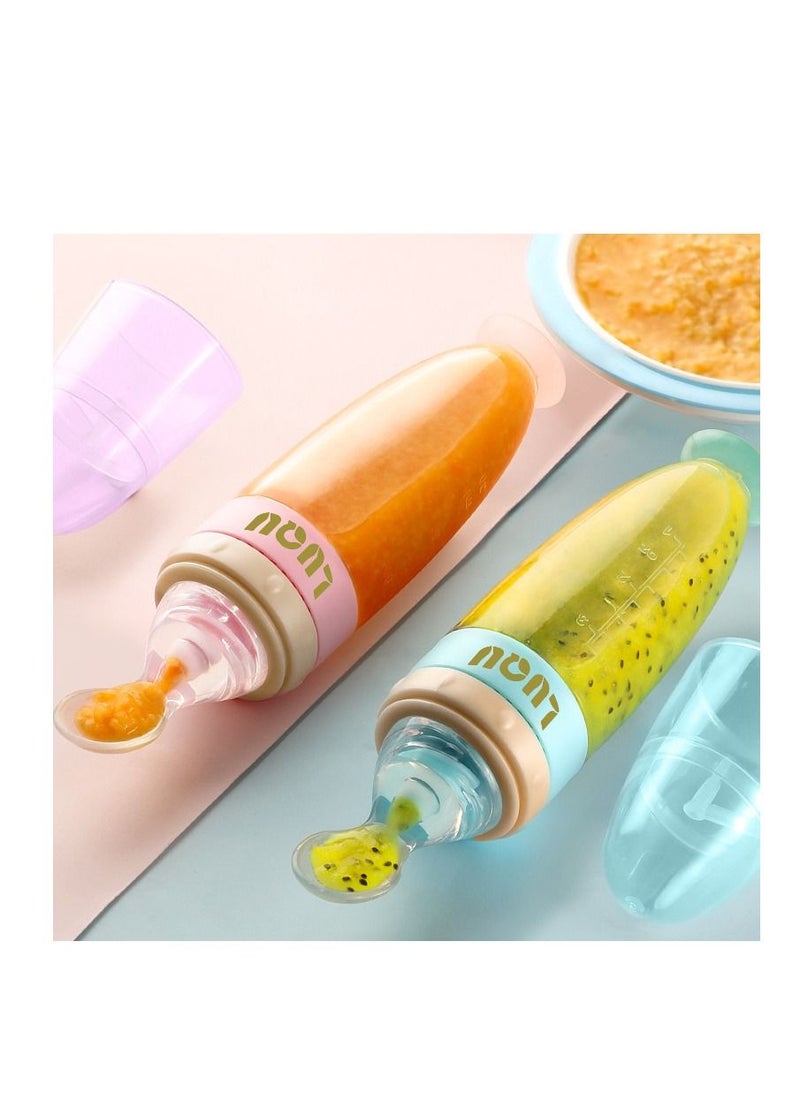 LuQu - Ultra-Soft Silicone Body Baby Food Dispensing Spoon With Special Head And Dust Cover - Pack Of 2 - Image 1