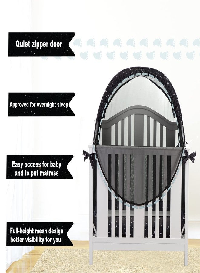 ZXPLO Safety Crib Tent to Keep Baby in Pop up Mosquito Net Netting Canopy Mesh Cover for Toddler - Black - Image 5