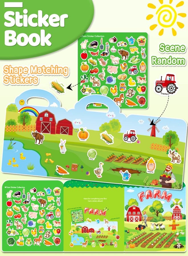 Benresive Reusable Sticker Book for Toddlers 2-4 Years, Fun Travel Stickers for Kids, Waterproof Sticker Books for Toddlers 1-3, Crafts Activities for Todddlers 1-3 2-4 3-5 - Farm - Image 2