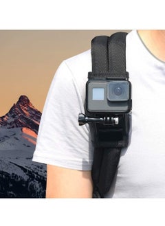 Backpack Shoulder Strap Mount For GoPro Hero 9/8/7/6/5/4/3+ Black Session Pack Mount With 360 Degree Adjustable Rotation J Hook Buckle