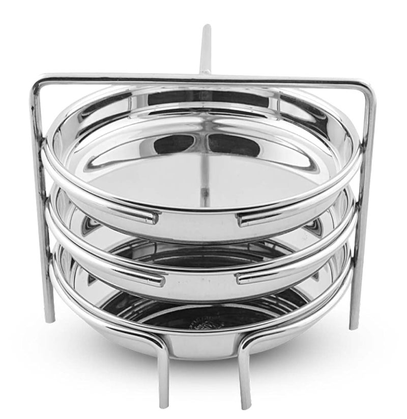 BLLUEX Stainless Steel Dhokla Maker & Thatte Idli Maker Stand, 3 Large Plates (19cm), 3 Wire Stand, Fits All Cookers, Ideal for Khaman Dhokla, Idli, & Thattu | Dhokla Plate for Steam Cooking - Image 4