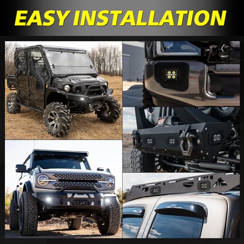 AKD Part Flush Mount LED Pods with White DRL Spot CREE LED Bumper Light Offroad Driving Fog Lights Flush Backup Reverse LED Lights for Trucks Pickup SUV UTV ATV Ram Chevy - Image 5