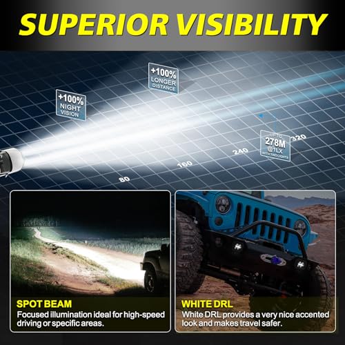 AKD Part Flush Mount LED Pods with White DRL Spot CREE LED Bumper Light Offroad Driving Fog Lights Flush Backup Reverse LED Lights for Trucks Pickup SUV UTV ATV Ram Chevy - Image 3