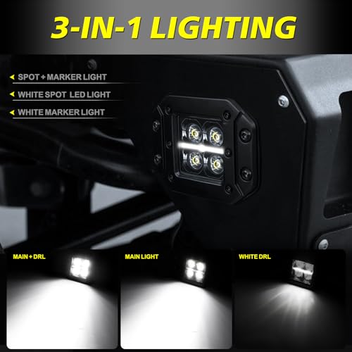AKD Part Flush Mount LED Pods with White DRL Spot CREE LED Bumper Light Offroad Driving Fog Lights Flush Backup Reverse LED Lights for Trucks Pickup SUV UTV ATV Ram Chevy - Image 2