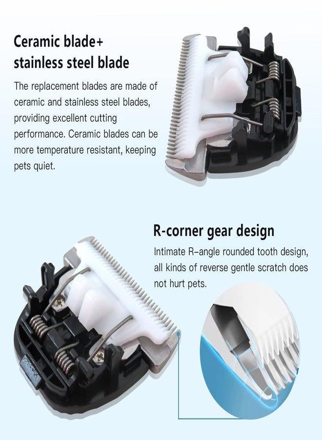 XSPANDER Updated 2x Clipper Blades Replacement Fit for oneisall Low Noise Pet Clipper Grooming Kit Dog Cat Clipper Accessory, Stainless Steel + Ceramic Blades - Image 4