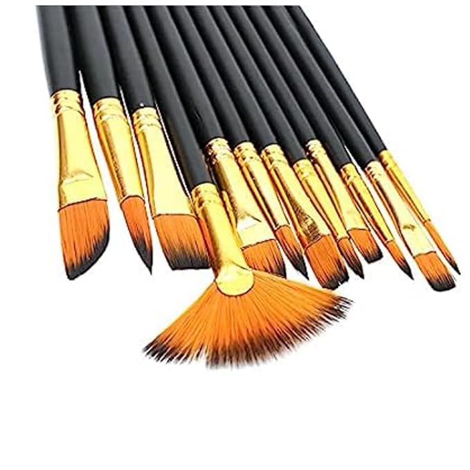 Twizzle Craft Painting Brushes Set of 12 Professional Round Pointed Tip Nylon Hair Artist Acrylic Paint Brush for Acrylic/Watercolor/Oil Painting (Black) - Image 4