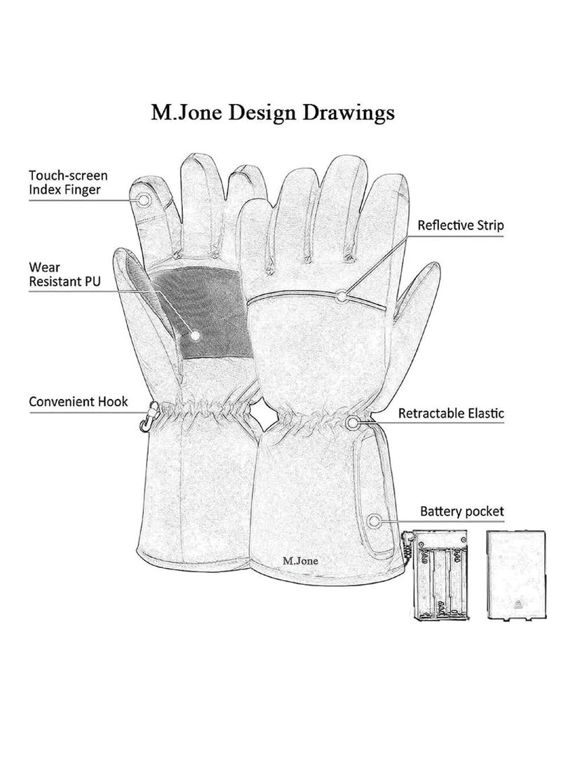 إكسفور قفازات مدفأة ، قفازات حرارة كهربائية تعمل بالبطارية للنساء والرجال ، شتاء مائي دافئ شاشة تعمل باللمس في الهواء الطلق ركوب الدراجات في التزلج على التزلج على التزلج على التزلج على التزلج على التزلج على - Image 5