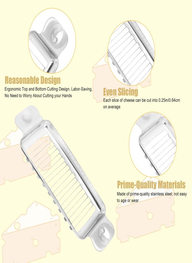 lasuroa Butter Slicer Cutter, Stainless Steel Ergonomic Cheese Slicer Cheese Even Stick Slicing Tool for Portion Control Cheese Wire Slicer with Portable Grip for Food Square Block Butter(Silver) - Image 3