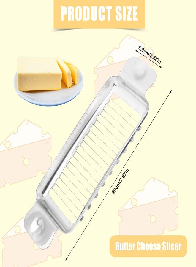 lasuroa Butter Slicer Cutter, Stainless Steel Ergonomic Cheese Slicer Cheese Even Stick Slicing Tool for Portion Control Cheese Wire Slicer with Portable Grip for Food Square Block Butter(Silver) - Image 2