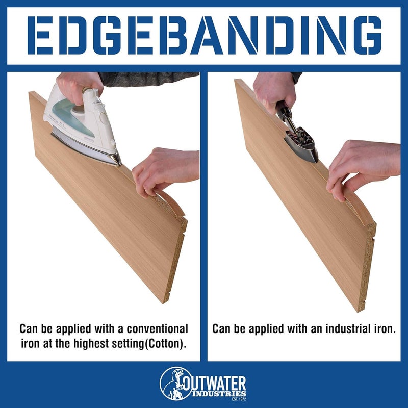 EdgeMate 13/16" Birch Veneer Iron-On Edgebanding Tape (25 Feet) | Pre-Glued with Hot Melt Adhesive | Stainable/Paintable Wood | by Outwater - Image 4