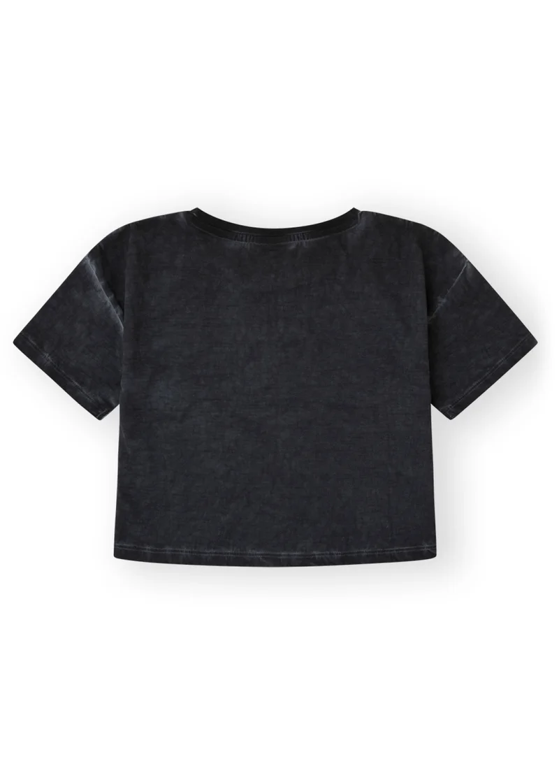 CANADA HOUSE Soft and Comfortable Ash-Grey T-shirt with Short Sleeves and Round Neckline for Girls