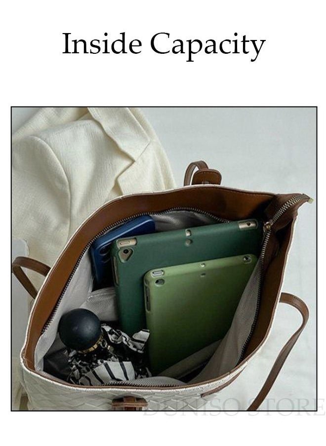DUNISO Women's Shoulder Tote Bag Faux Leather Handbag For Women Large Capacity Bucket Bag Fashionable Travel Messenger Shoulder Bag for Ladies Girls College Students  - Image 4