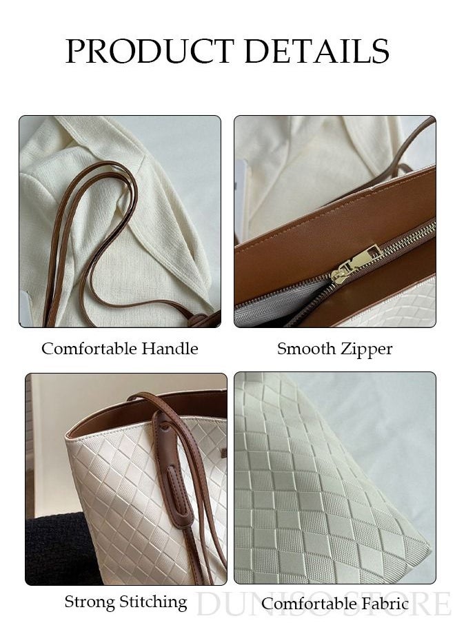 DUNISO Women's Shoulder Tote Bag Faux Leather Handbag For Women Large Capacity Bucket Bag Fashionable Travel Messenger Shoulder Bag for Ladies Girls College Students  - Image 3
