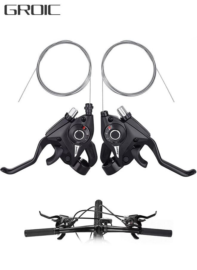 GROIC 3x7 Speed Shifter Brake Lever Combo, 21 Speed Shifter and Brake Cable, Shifter Combo for Mountain Bike, Road Bike, MTB, BMX, Fixie Gear, Bicycle Accessories  - Image 1