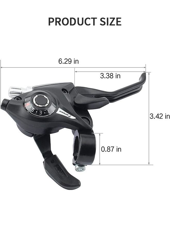 GROIC 3x7 Speed Shifter Brake Lever Combo, 21 Speed Shifter and Brake Cable, Shifter Combo for Mountain Bike, Road Bike, MTB, BMX, Fixie Gear, Bicycle Accessories  - Image 2