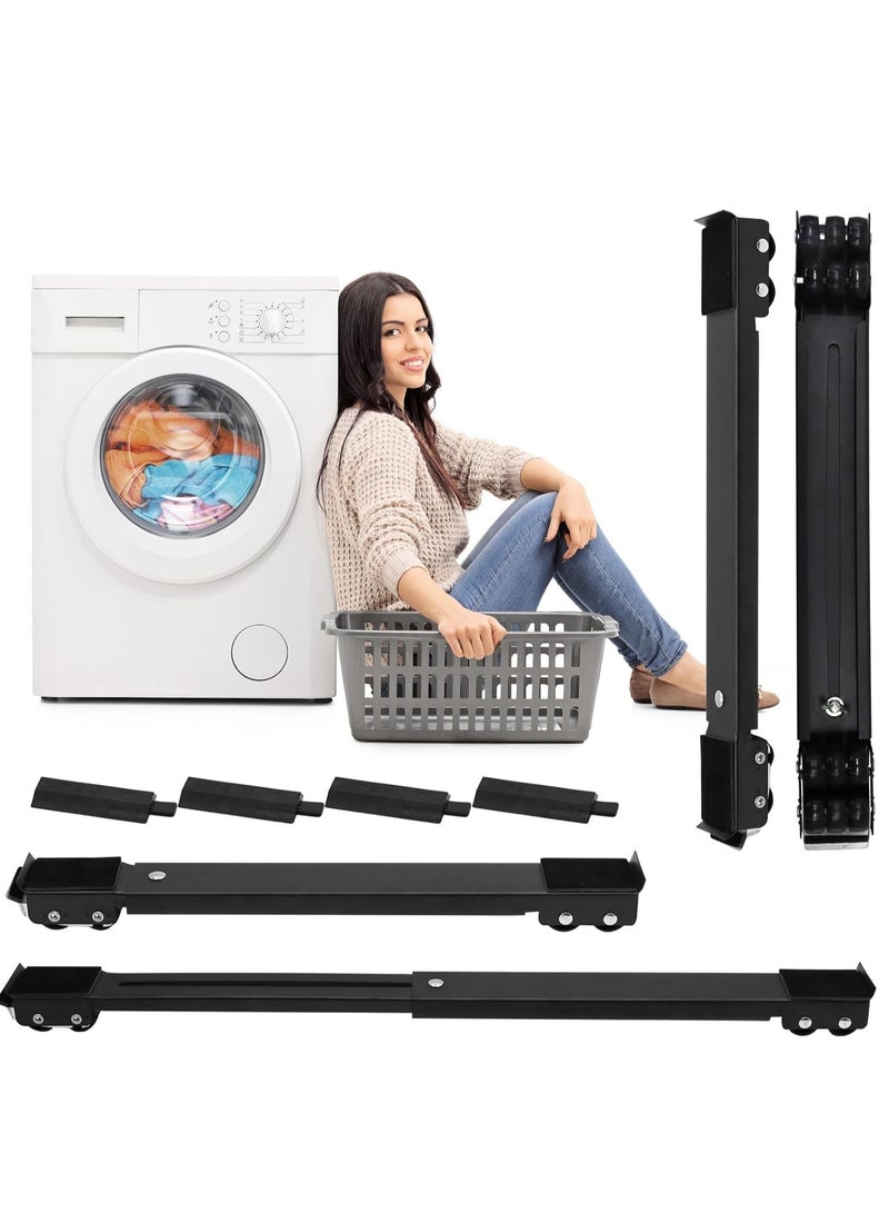 ELTRAZONE 4PCS Extendable Furniture Appliance Rollers with 24 Rollers & Brake – Heavy Duty Mover Tools for Washing Machines, Dryers, Refrigerators, Strong Base Stand, Mobile Wheels, Black  - Image 1