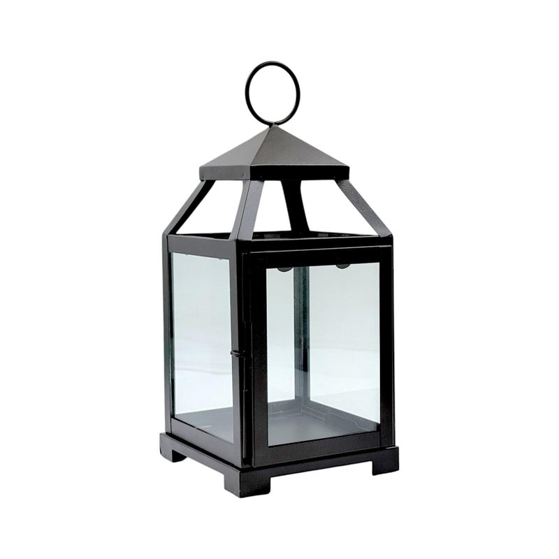 Hosley 12 Inch High Clear Glass and Iron Classic Style Lantern Ideal Gift for Festivities Parties Weddings Aromatherapy and Spa Settings O3 - Image 1