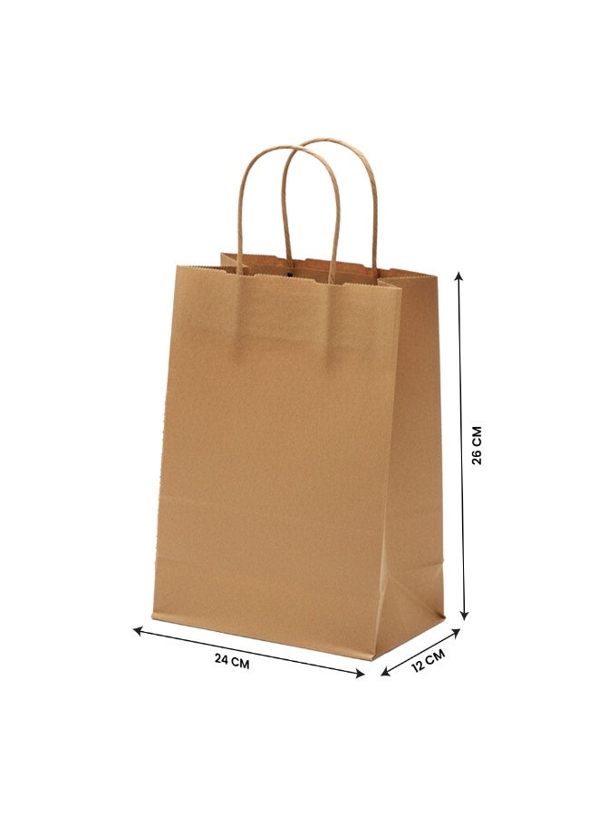 Duravel Brown Kraft Paper Bags with Twisted Handles, 26x24x12 cm, Pack of 20 - Image 2