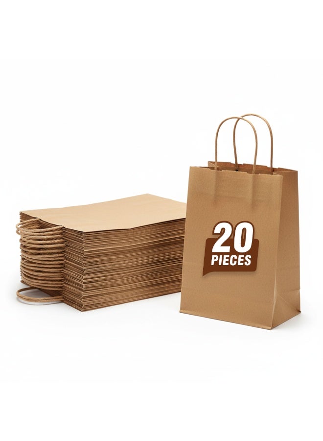 Duravel Brown Kraft Paper Bags with Twisted Handles, 26x24x12 cm, Pack of 20 - Image 1
