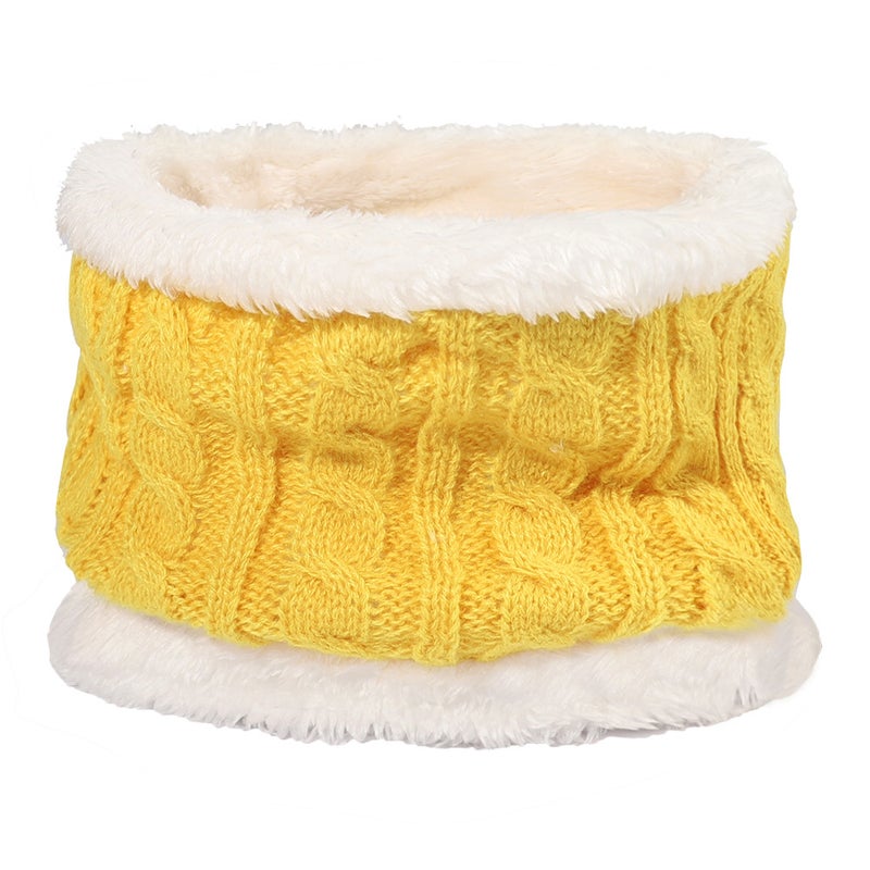Kids Knit Beanie Scarf Set Winter Warm Pom-Pom Yellow scarf  - Image 1